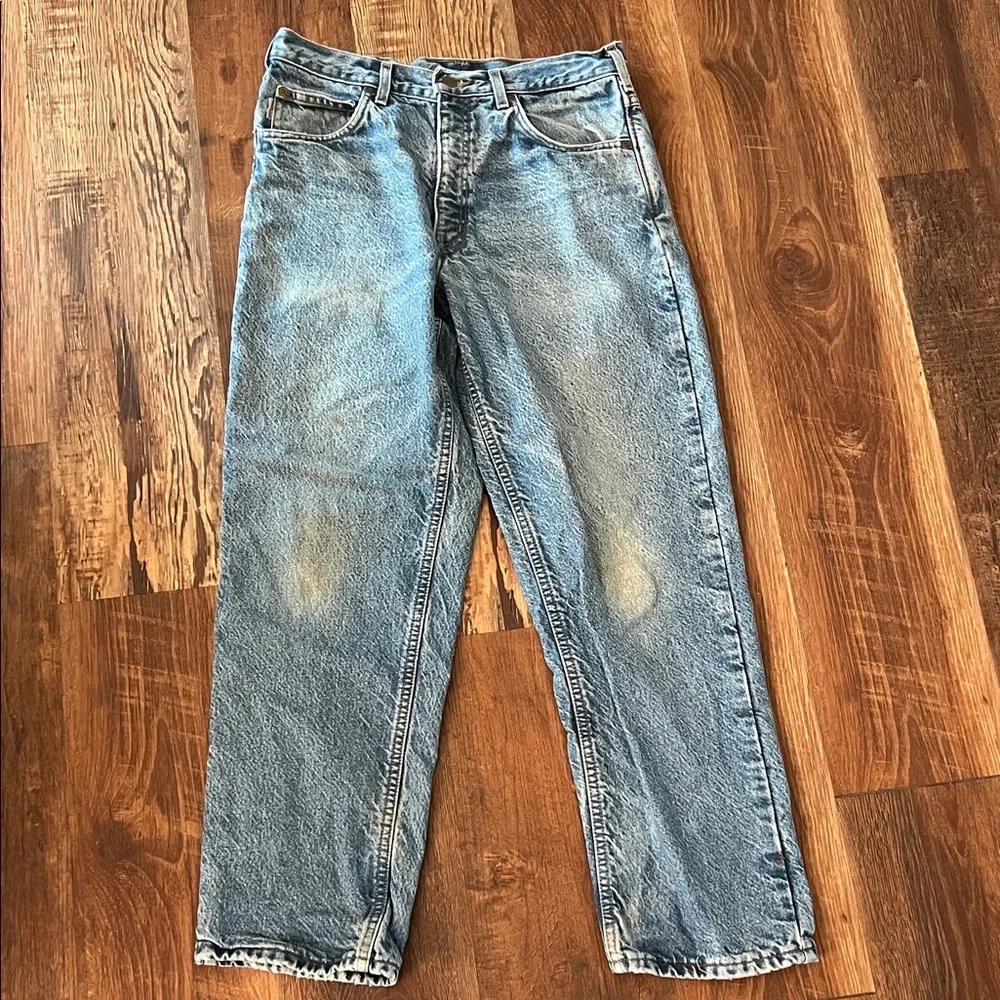 Distressed VTG Carhartt Men's Relaxed Fit Flannel Lined Blue Jeans